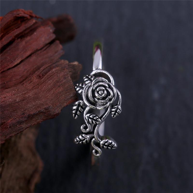 925 Sterling Silver Rose Flower Statement Ring for Women Exquisite Style Fashionable for Parties Wedding Jewelry Gifts