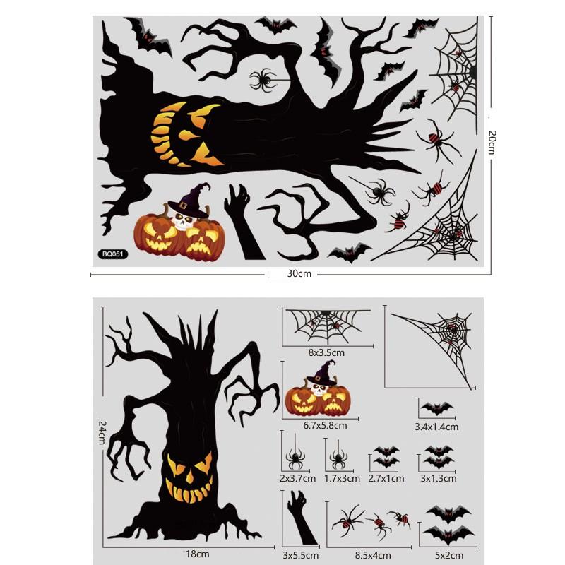 1 Pc Halloween Party Sticker Ghost Spider Pumpkin Skeleton Sticker for DIY Decroate Window Static Electricity Sticker