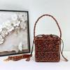 Niche Diamond Inlaid Woven Hand-held Box Bag, Drawstring Drawstring, Small Square Bag, Underarm Hand-held Women's Bag