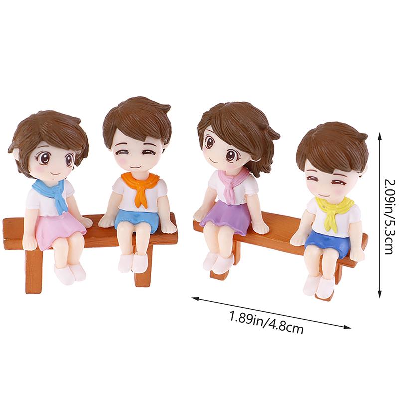 1Set Sweet Couple Diy Mini Miniature Figurine Garden Deco Seat Micro Landscape