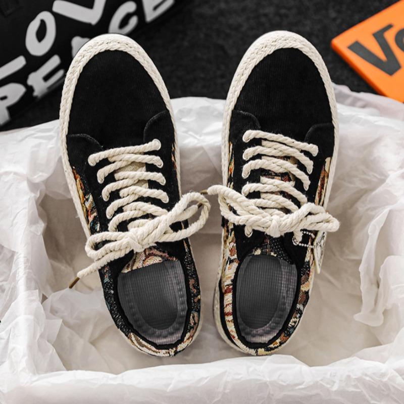 Обувь для рыбалки Мужская дышащая повседневная обувь 2024 года Новая удобная универсальная парусиновая обувь на плоской подошве со шнуровкой Вулканизированная обувь Эспадрильи