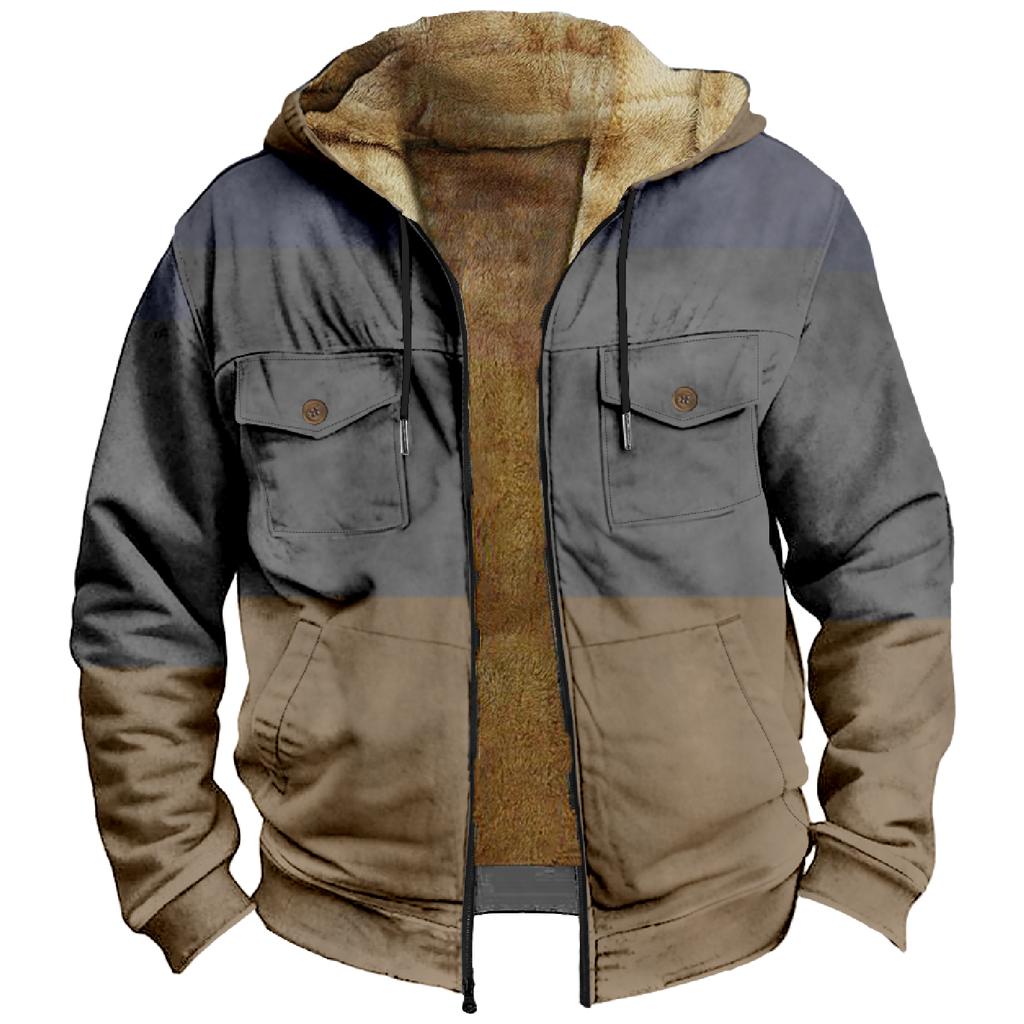 Men's Thickened Button Double Pocket Jacket With Pocket Insert Cotton Jacket