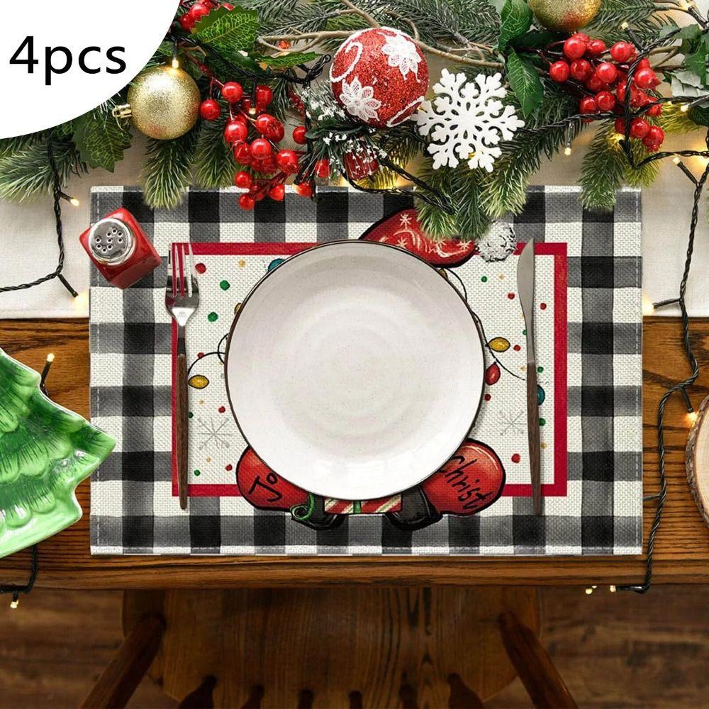 4 Pcs Durable Nutcrackers Christmas Placemats Soft Tablecloth Christmas Table Mats Party