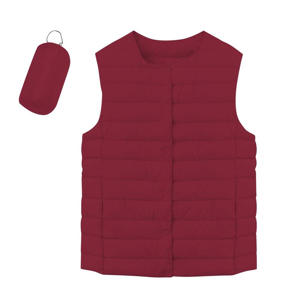 Женская легкая пуховая куртка, однотонная, жилет с карманами