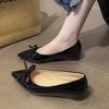 French Inner Height Increase Pointed Tip Shallow Mouth Single Shoes Women's 2025 Spring and Autumn New Bow Commuter Versatile Mary Jane Ladyshoes