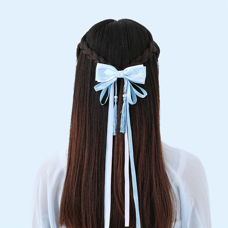 1 шт., длинные ленты в древнем стиле, головной убор, заколка для волос, бант, китайский бант, заколки для волос, свадебные, свадебные