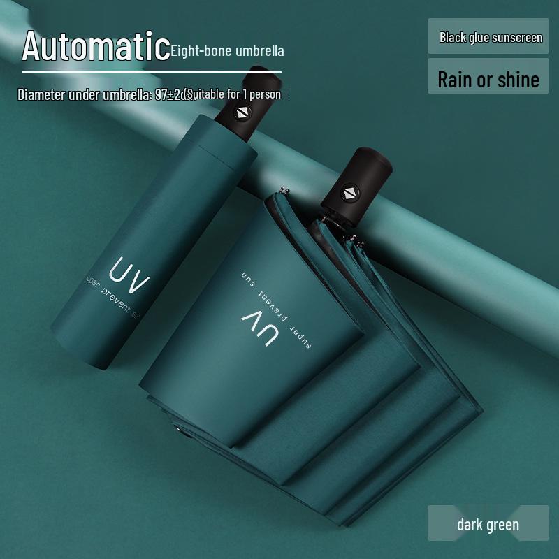 Automatic Floral Oil Painting Umbrella - Portable, Sturdy, Black Glue Sunscreen Parasol