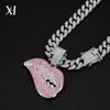 Men's European & American Hip-Hop Cuban Chain Necklace with Lip Pendant & Full Diamond Zinc Alloy.
