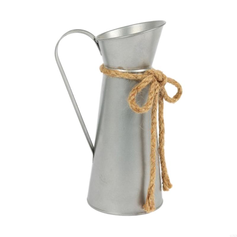 62KD Винтажные металлические кувшины-вазы Потертые железные подставки для цветов Фермерские дома Декор стола