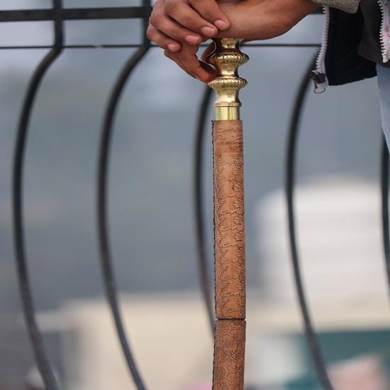 93.98 Cm Victorian Royal Brass Walking Cane, Fully Handmade Leather Stitched Walking Stick, Gift for Him, Christmas Gift