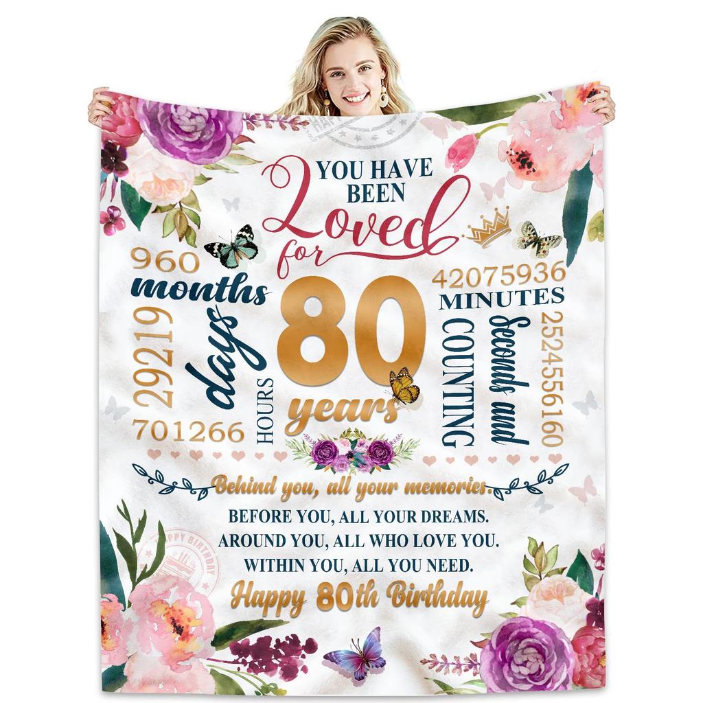Happy Birthday Gift Blanket Gift for Women Four Seasons Multifunctional Flannel Blanket