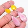 Pink Chalcedony, Yellow Onyx Gemstone 925 Sterling Silver Earring 3.15" GK-6439