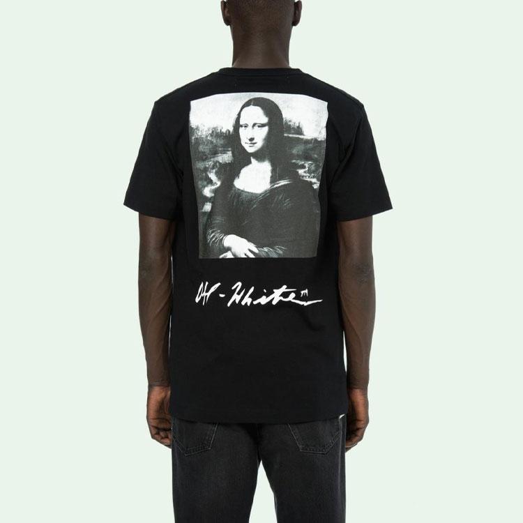 OFF WHITE Свободная футболка с графическим принтом Моны Лизы OMAA027S191850051020