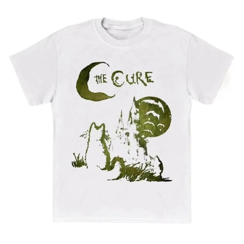 2026 Футболка The Cure Cat 90-х Альтернативный Независимый Рок-группа Футболка Унисекс и Женская Мода Летняя Свободная Новая Футболка