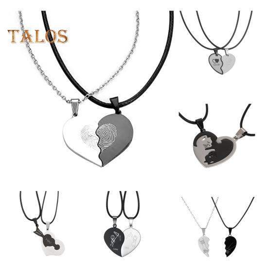 1 пара парных ожерелий с подвеской в виде сердца и символом любви из гальванического сплава, подарок на годовщину ко Дню святого Валентина, украшения на шею