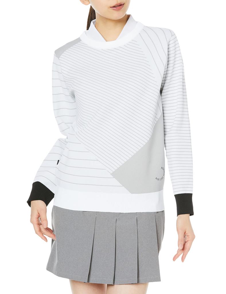 Admiral Golf ADLA277 Women's Performance Geometric Crew Knit Sweater, White, Size LL