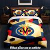 Villarreal FC Design Bed Bedding Set 1 Duvet Cover + 2 Pillowcases Soft Breathable Household Bed Linens