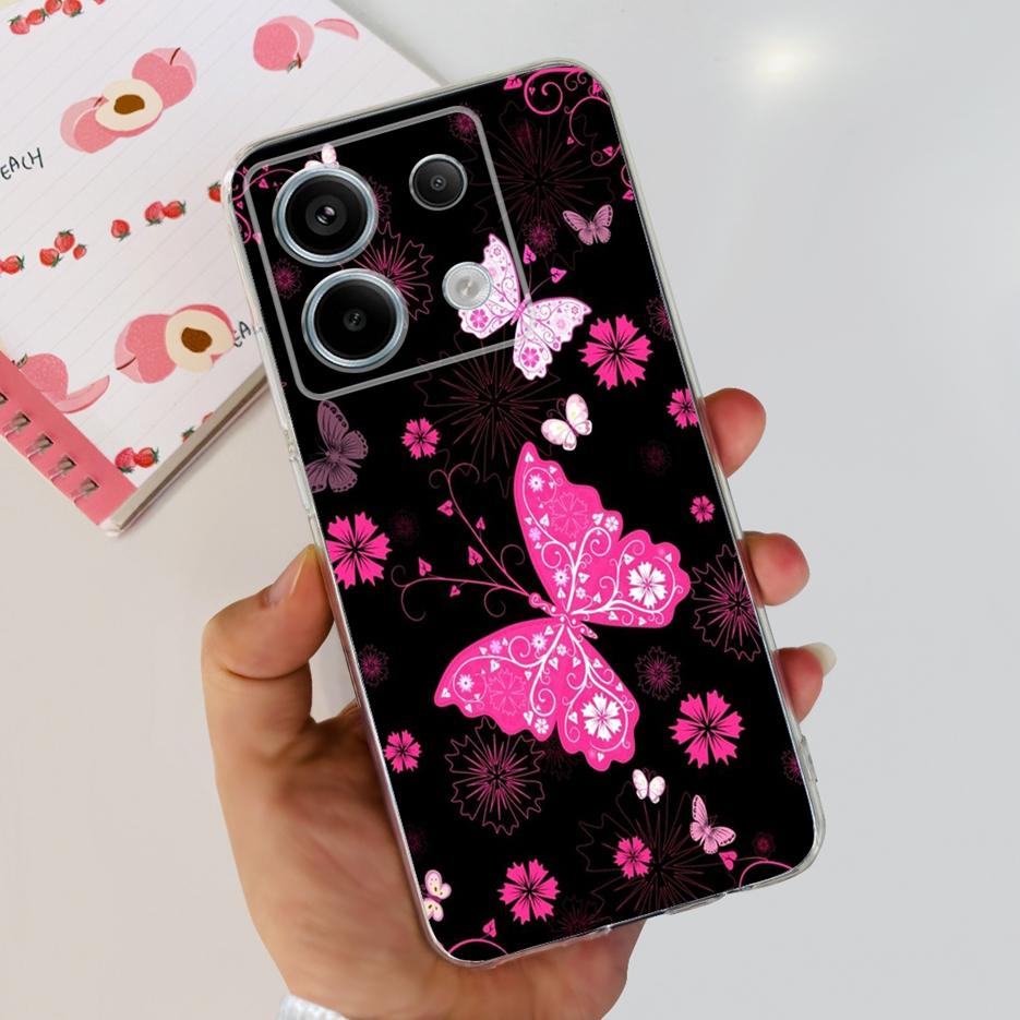 For Xiaomi Poco X6 Pro 5G Case Cute Cat Butterfly Painted Cover Soft Silicone Phone Case For Xiaomi Poco X6 Pro PocoX6 5G Fundas