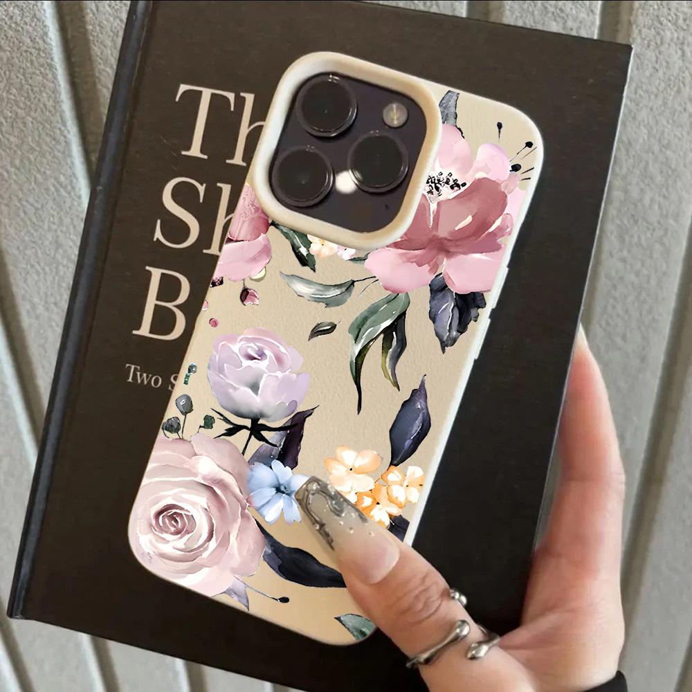 Чехол для телефона с узором под кожу личи для HOT Cool Цветок Лилия Роскошный iPhone 17 16e 16 15 14 13 12 11 Air Pro Max Plus X XR XSMax