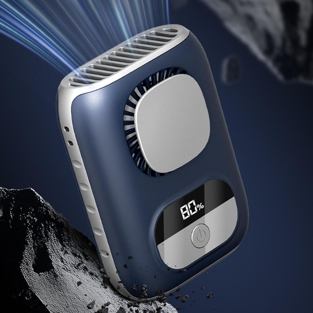 3CM Thin Tiny Portable Waist Fan 4000mAh Clip On Personal Neck Fan LED 12H Working 5 Speeds 10500RPM Strong Airflow with Lanyard