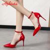 Fashion Aphixta Summer 3.94Inch High Stiletto Heels Sandals Women Patent Leather Pumps Cool Pimp Buckle Official Shoes Plus Size 45