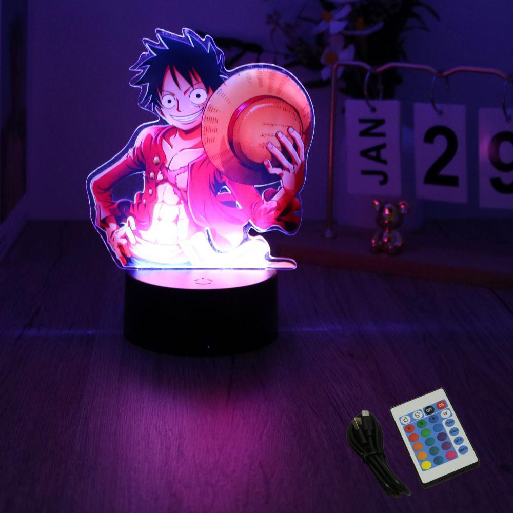 Аниме Фигурки Новая 3D Лампа 16см One Piece Луффи Зоро Умный Сенсорный Светодиодный Ночник Домашний Декор Комната Детский День Рождения Модель Игрушки Подарки