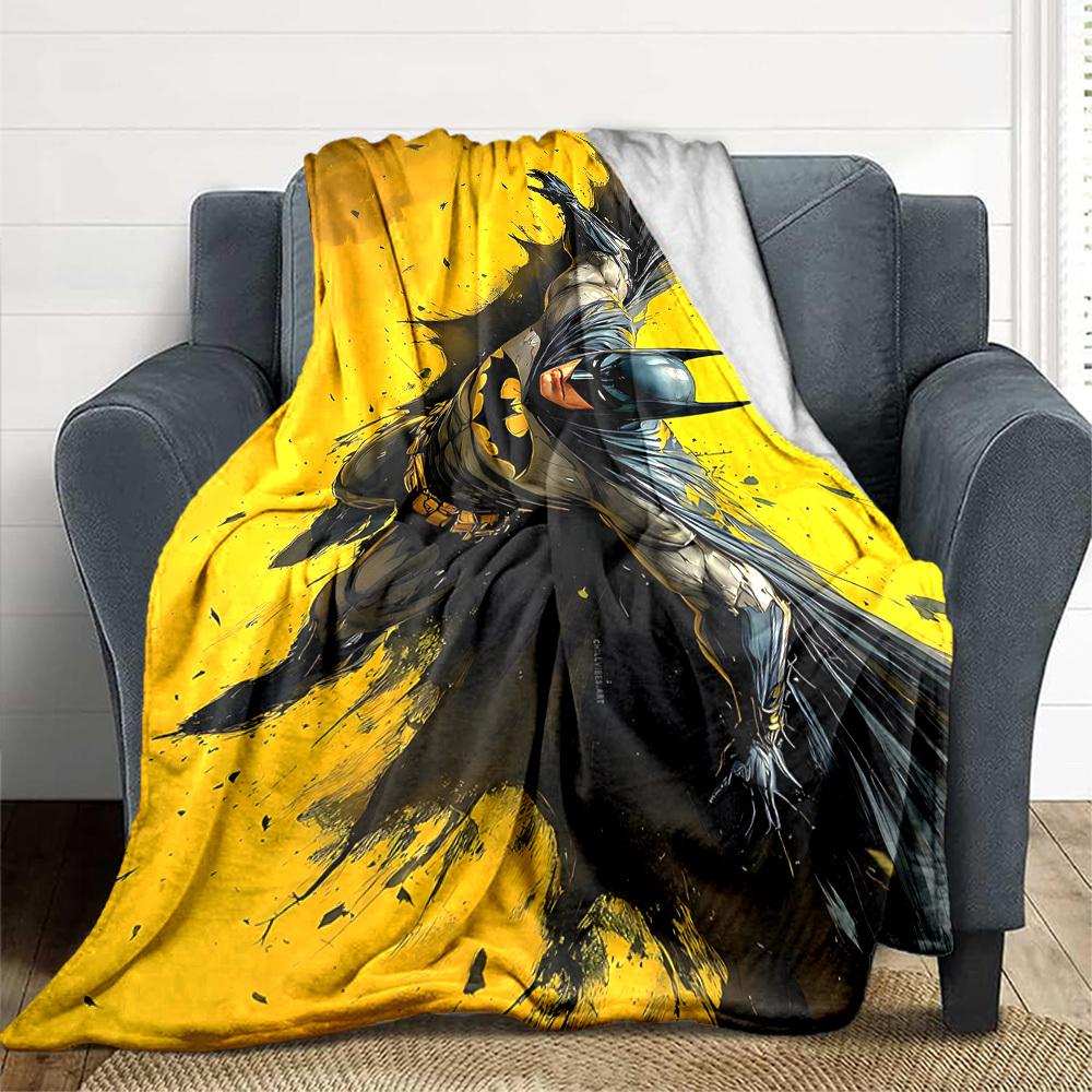 1pc Batman Hero Flannel Throw Blanket Lightweight Soft Warm All Season Blanket for Sofa, Bed, Travel, Camping L1024219