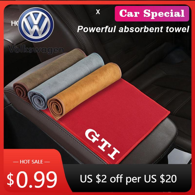 LMN1 2026 Hot VOLKSWAGEN 1Pcs Car interior accessories Microfiber Logo Cleaning Wash Absorbent Towel For VW GTI Polo Golf Passat T-RO