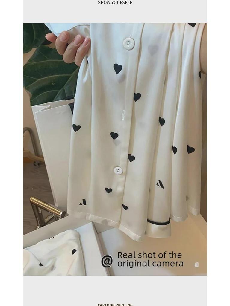 2024 Women's Short Sleeve Ice Silk Pajamas - Summer Thin Loose Fit Homewear Suit