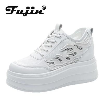 Козной 8 см воздушная сетка микрофибра натуральная кожа вулканизированная дышащая высококачественная повседневная женская летняя платформа кроссовки обувь леди