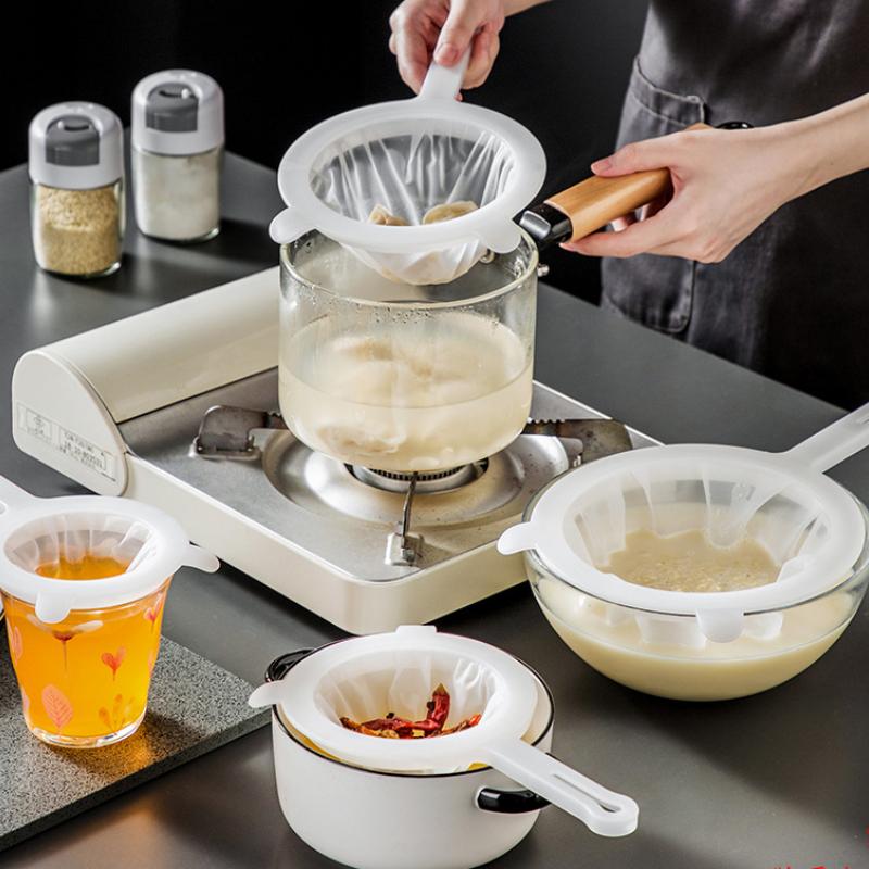 100 сеток, кухонный фильтр для молока, ультратонкий сетчатый фильтр, нейлоновая сетчатая ложка-фильтр для соевого молока, кофе, йогурта, ситечки