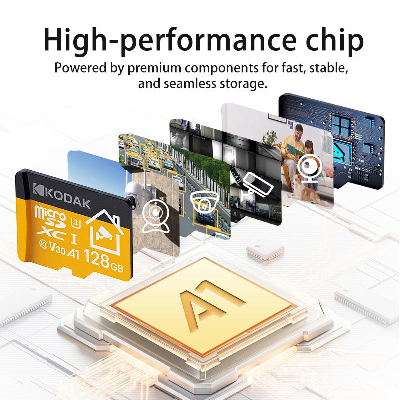 Kodak Карта MicroSD 32 ГБ 64 ГБ 128 ГБ 256 ГБ Карта памяти Micro SD лучшая для домашнего монитора безопасности, мобильного телефона, дронов