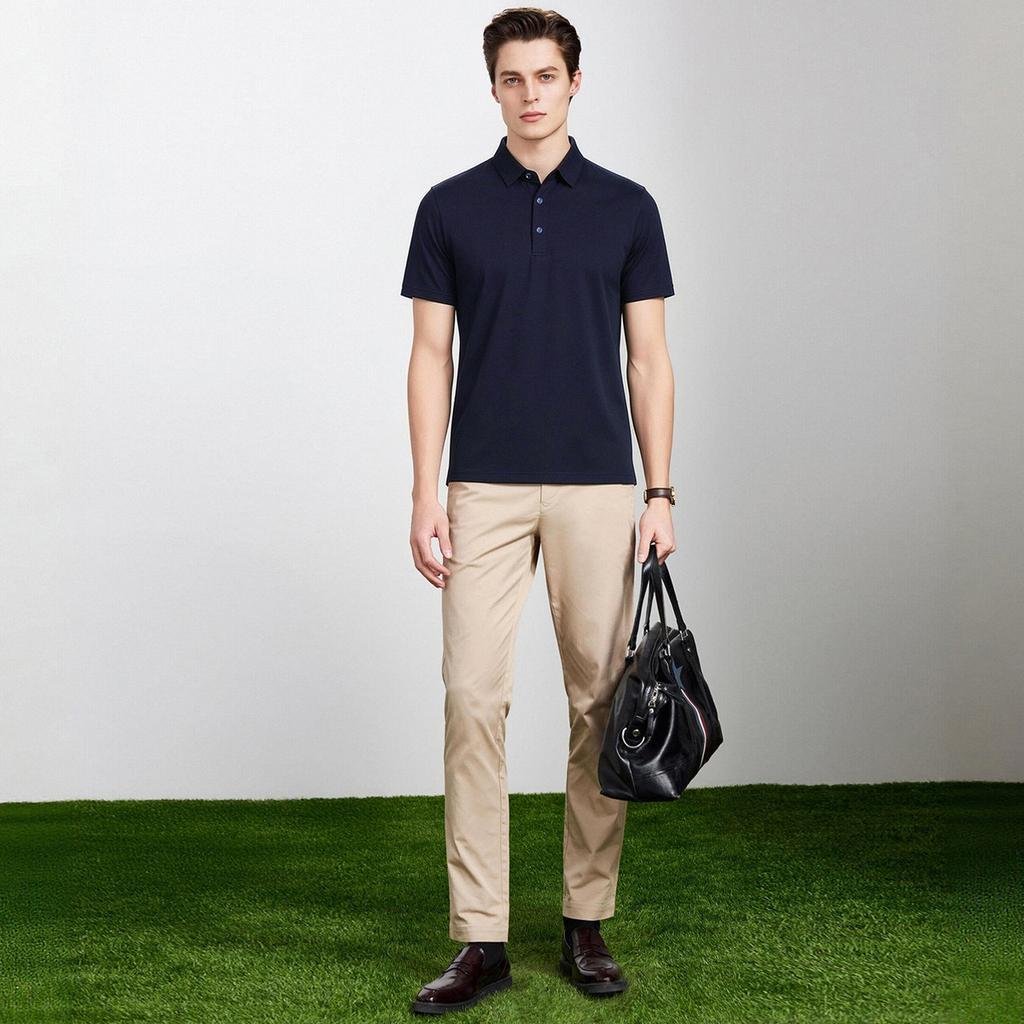 Modal Tencel POLO shirt men's short-sleeved summer thin collar T-shirt with anti-pollution and mulberry silk