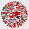 50 Fire Truck Cartoon Stickers: Children's Waterproof Graffiti and DIY Rewards for Skateboards & Suitcases.