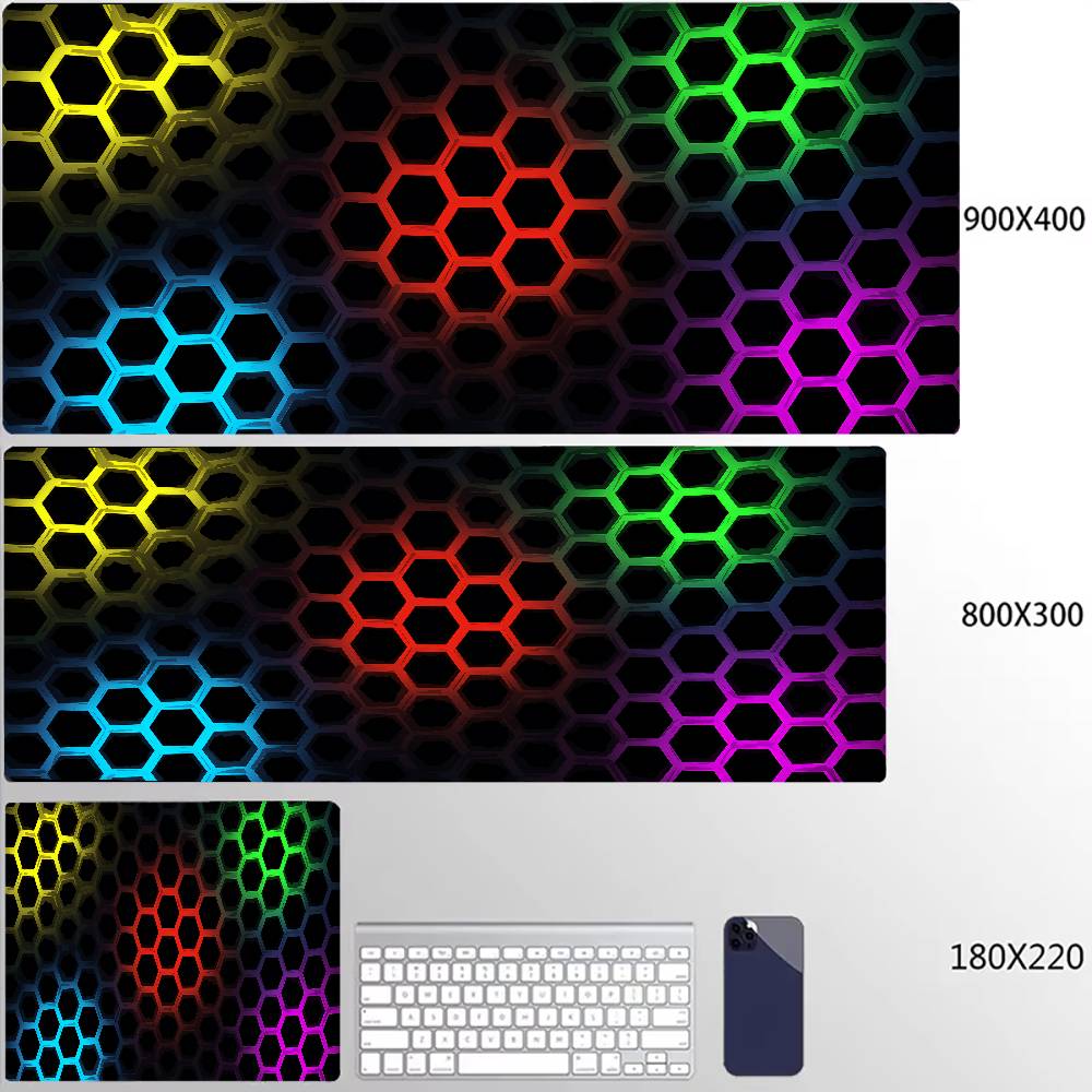Gaming Mousepads Mousepad Geometric Large Mouse Mat Big Desk Pads Non-Slip Rubber Hexagon Mouse Pad Big Keyboard Mats 90x40cm