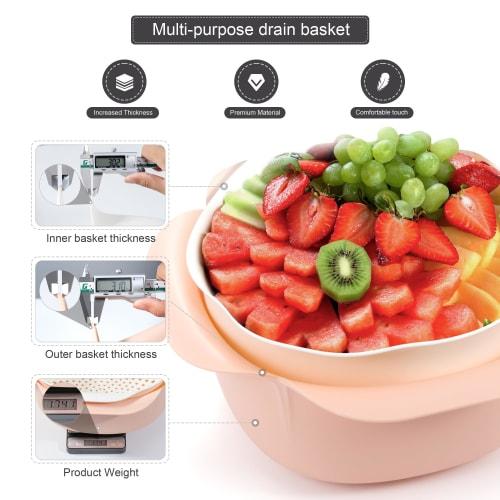 Li&Zhao Fruit Colander - Plastic Colander Strainer Fruit Strainer Bowl Large Colander Set Drainer for Food Vegetable Strainer for Kitchen Strainer(5.6