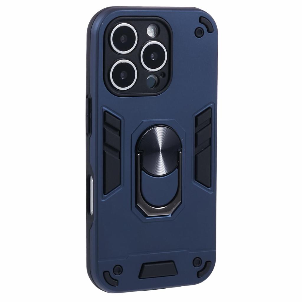 For iPhone 16 Pro Max Case PC+TPU Drop Defend Phone Cover with Ring Kickstand