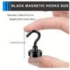 6 шт. Черный магнитный крючок 15 фунтов (Около 7 кг) Внутренние подвесные потолки, кухни, рабочие места, офисы и гаражи