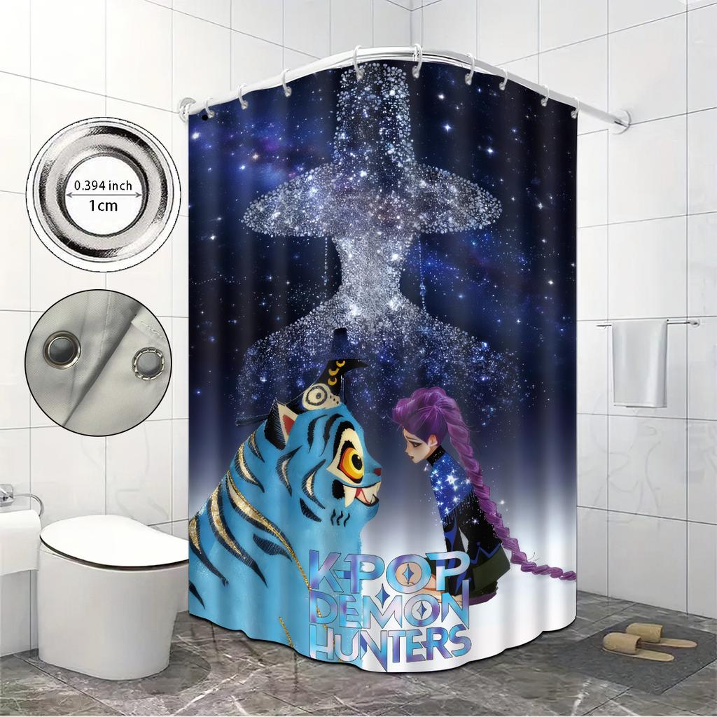 1 шт. K-pop принт «Охотники на демонов» водонепроницаемая перегородка для душа, ванной комнаты, приватности, подвесная штора с 12 крючками, простая установка