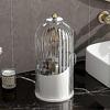 Makeup Brush Holder Organizer With Lid, 360 Rotating Clear Dustproof Makeup Brushes Organizer For Desktop-White