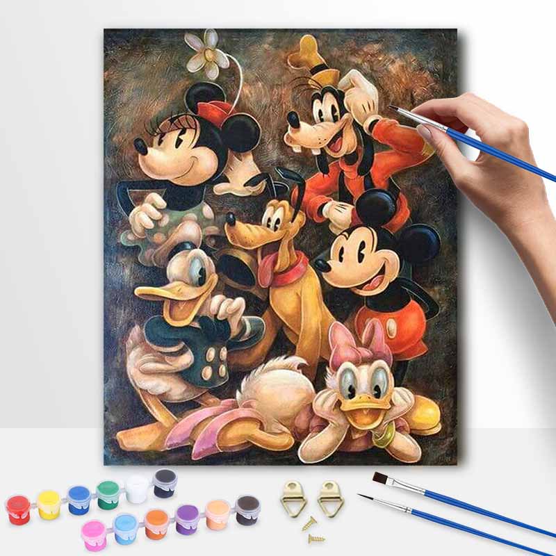Disney Микки Маус и друзья цифровая масляная живопись набор для рисования art painting kit руководство DIY рисование для домашнего декора