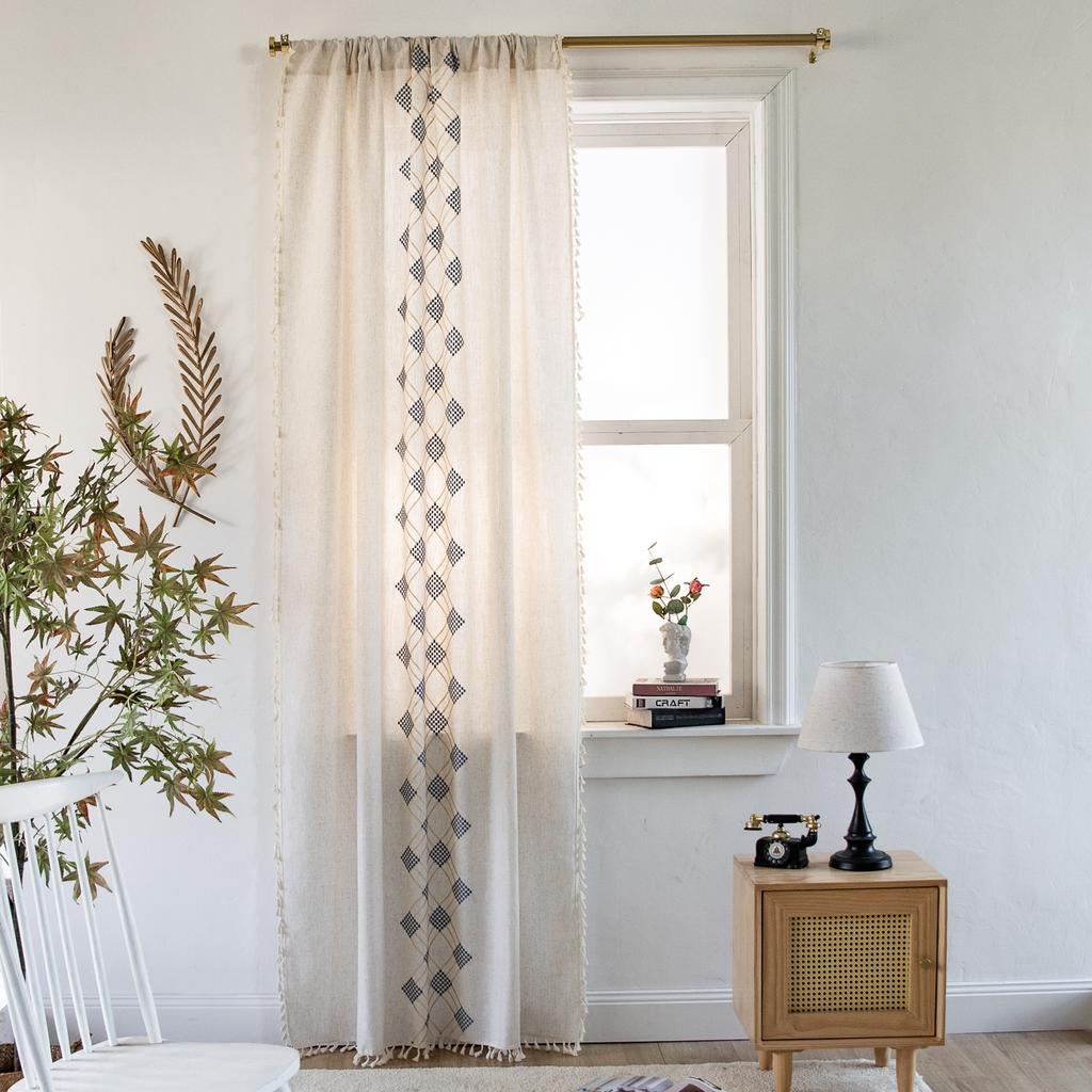 Готовые Шторы Бохо Спальня Гостиная Кантри Льняные Хлопковые Шторы с Бахромой