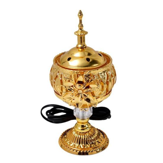 Электрическая курильница для благовоний Металлическая в арабском стиле Держатель для конусов благовоний Ближневосточный декоративный