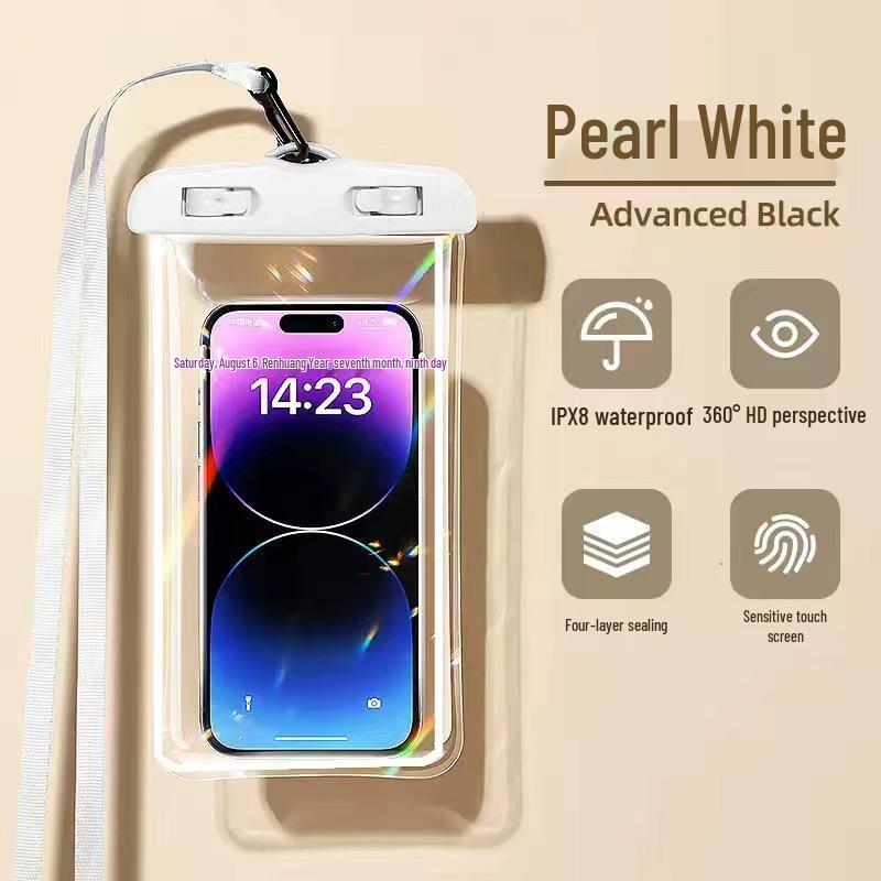 Triple-Fold Waterproof Phone Pouch with Touch Screen & Photo Capability for Swimming, Rafting, Diving – Universal Fit.