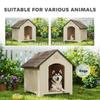 PawHut Raised Kennel for Dogs with Sloped Roof and Air Vents, in PP, 102x94x103 cm, Beige and Dark Brown