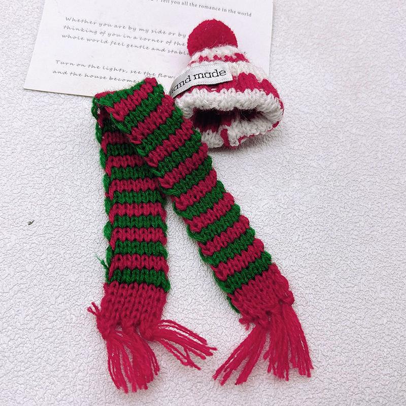 1 комплект кукольных мини-рождественских шапок, шарфов, вязаных шапок, шапок с помпоном для кукольного домика, рождественских украшений для кукол, аксессуаров для кукол