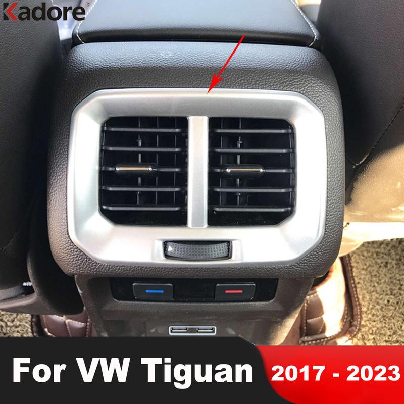 For Volkswagen VW Tiguan 2017- Carbon Car Amrest Box Rear Air Condition Outlet Vent Cover Trim Interior Accessories