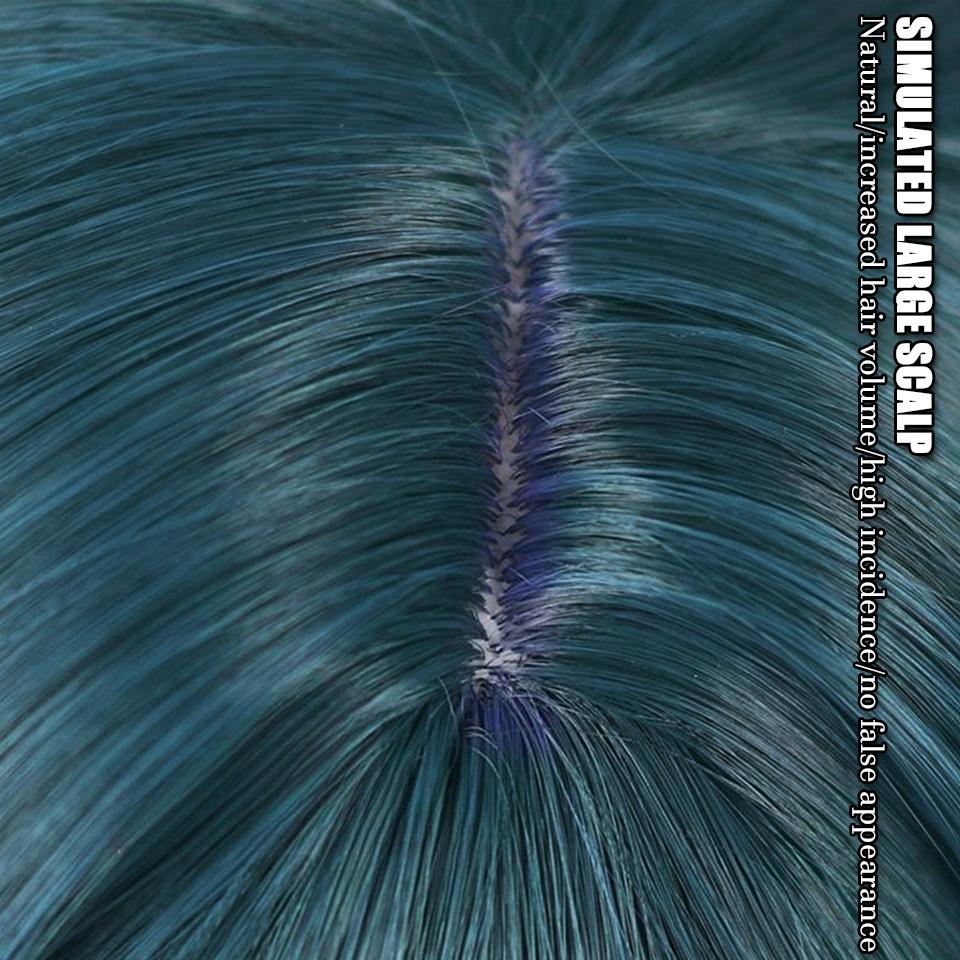 WTB Synthetic Wig Game Dharma Hag -Xiao Genshin Impact Cosplay Cartoon Wig Fluffy High-Gloss Anti-warping Short Hair Wig