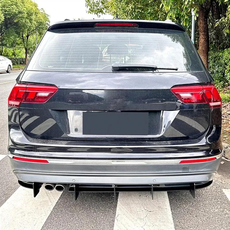 Car Rear Diffuser Lip & Rear Side Splitters For VW Tiguan MK2 2021 2022 2023 Rear Bumper Lip Diffuser Spoiler Splitter