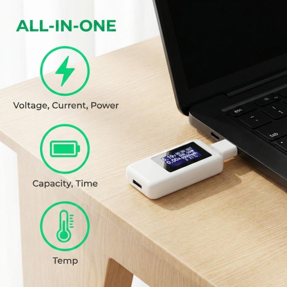 0-5.1A 4-30V 0-155W Type C Voltage Current Power Meter USB C Digital Multimeter Charger Detection